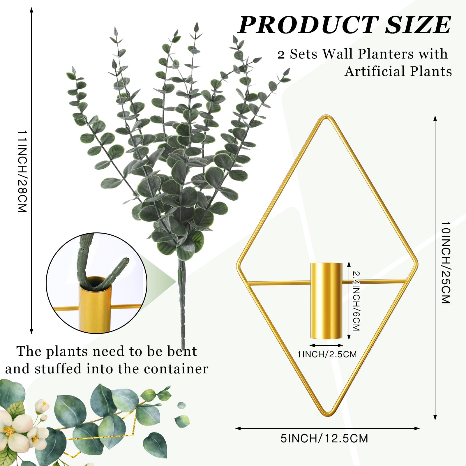 Close-up of Jexine geometric wall planter in gold