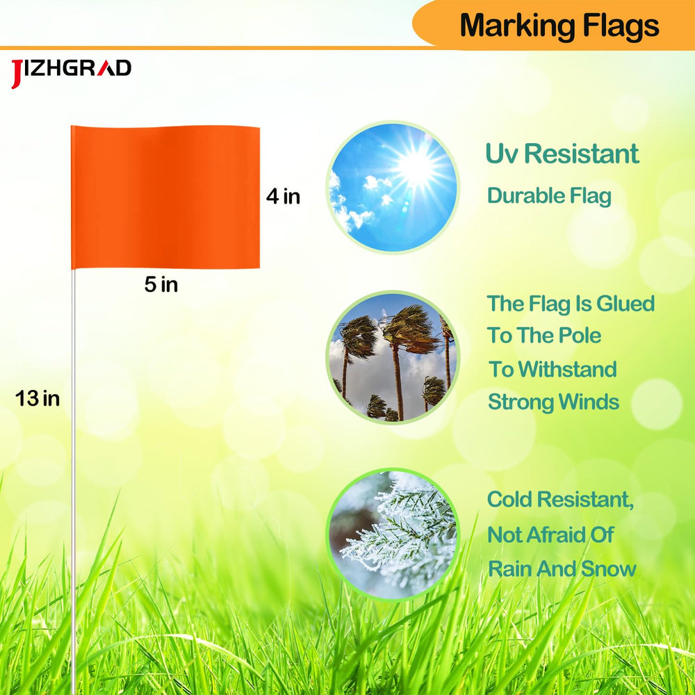 Close-up of JIZHGRAD marking flag and pole