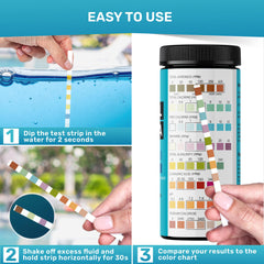 Close-up of JNW Direct Pool Test Strips used in water