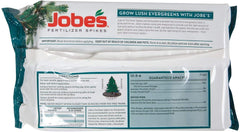 Close-up of Jobe's Evergreen Fertilizer Spikes showing formulation details