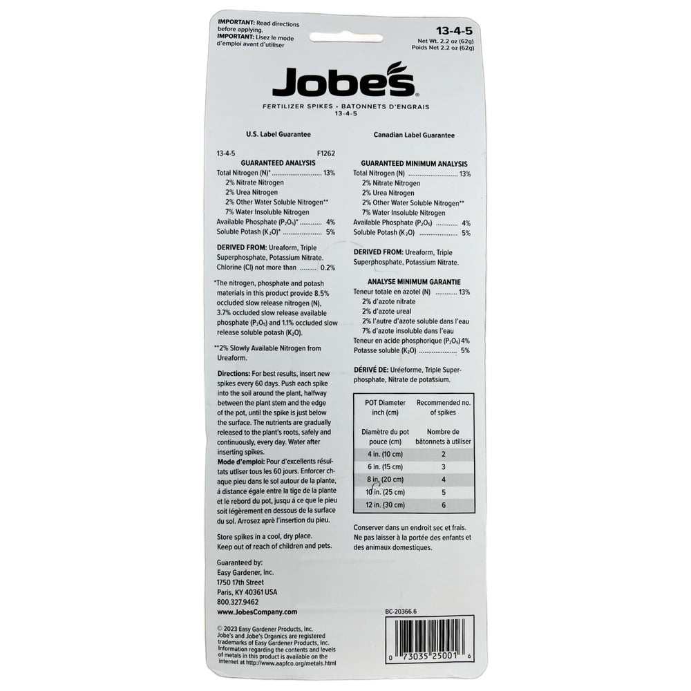 Close-up of Jobe's Organics Fertilizer Food Spike