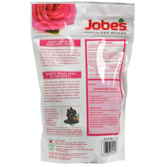 Close-up of Jobe's Organics Rose Fertilizer Food Spikes with sticks displayed