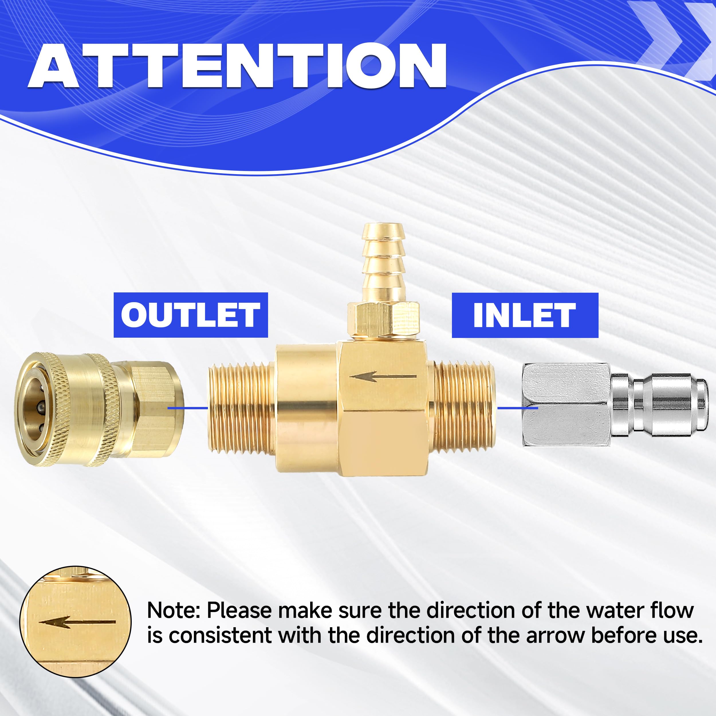 Close-up of JOEJET Fixed Downstream Injector quick connect fittings