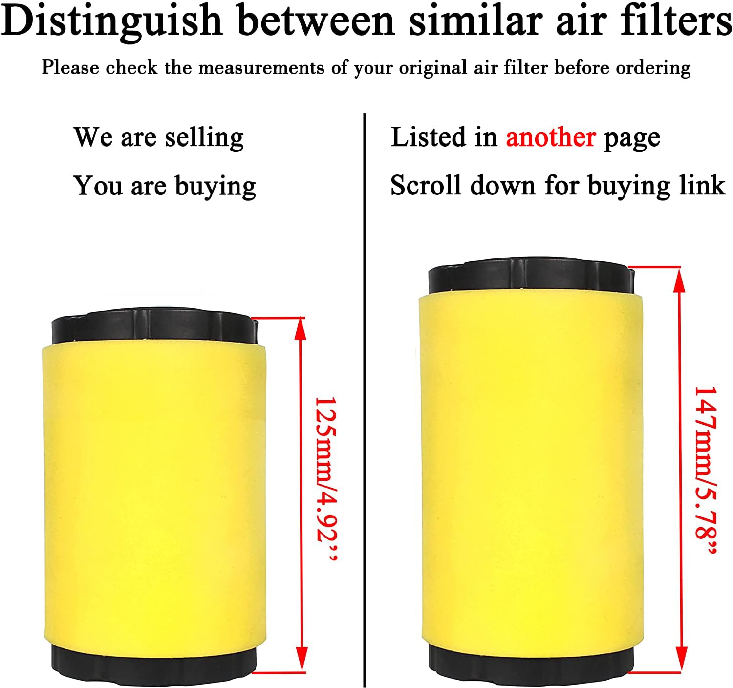 Close-up of John Deere compatible air filter from Pro Chaser kit