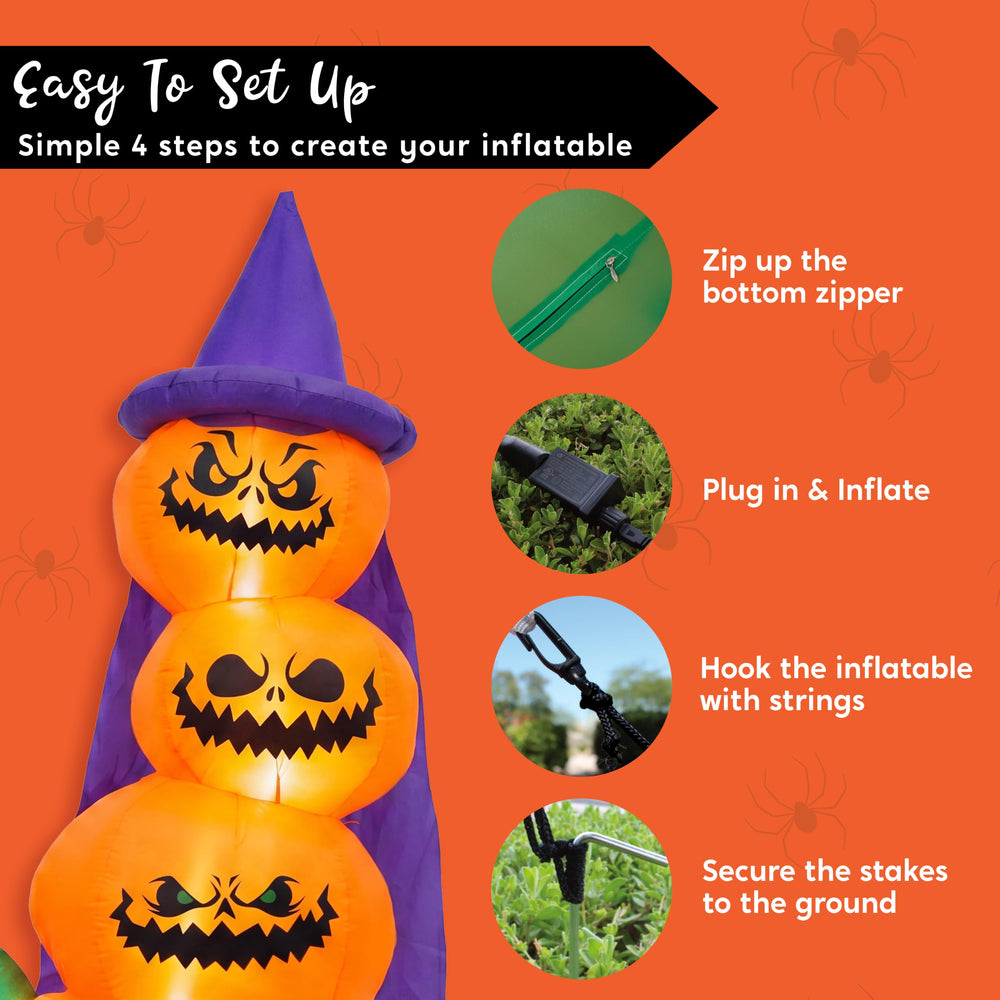 Close-up of Joiedomi 6 FT inflatable pumpkin features