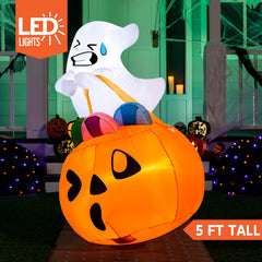 Close-up of Joiedomi Halloween inflatable ghost with LED lights