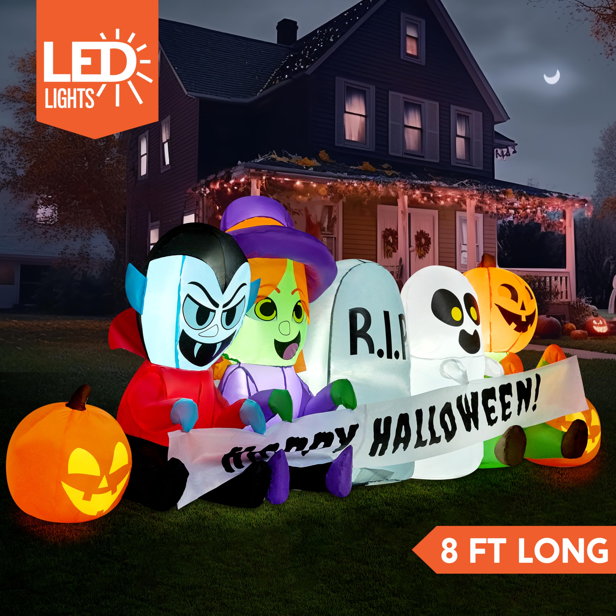 Close-up of Joiedomi Halloween inflatable with LED lights