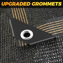 Close-up of JOJOLEE shade cloth grommets and fabric texture