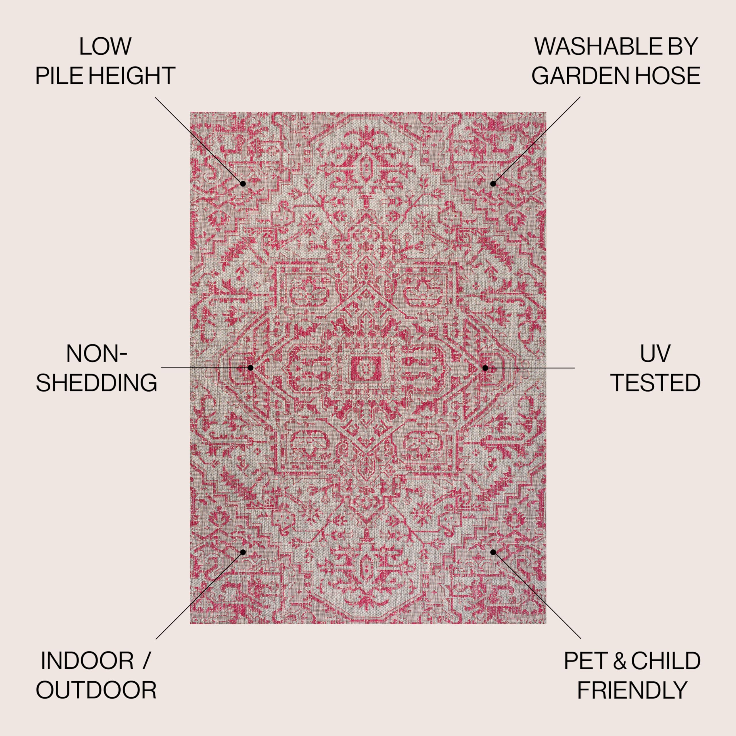 Close-up of JONATHAN Y Boho Medallion Area Rug texture and design