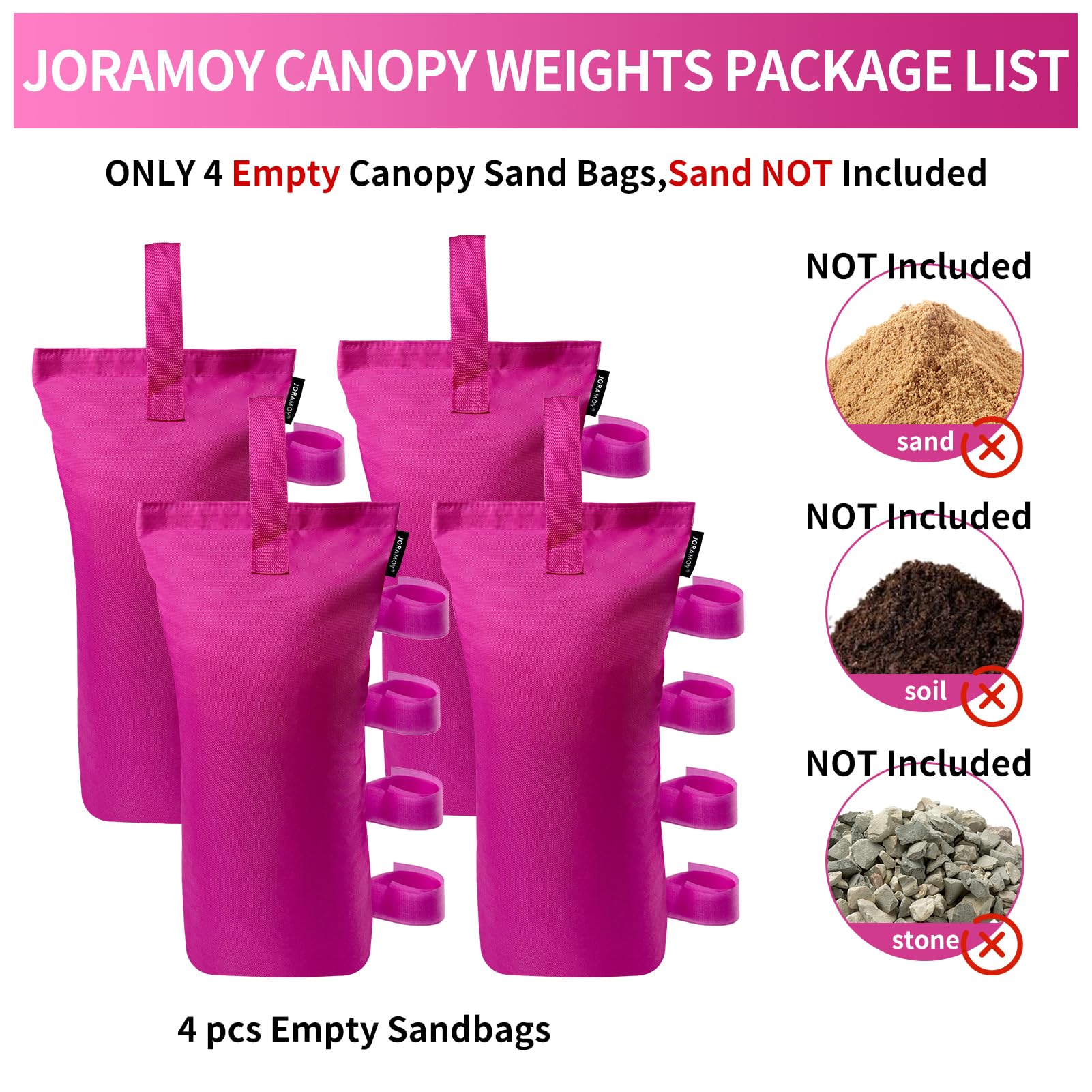 Close-up of Joramoy Canopy Weight Bag showing Velcro straps
