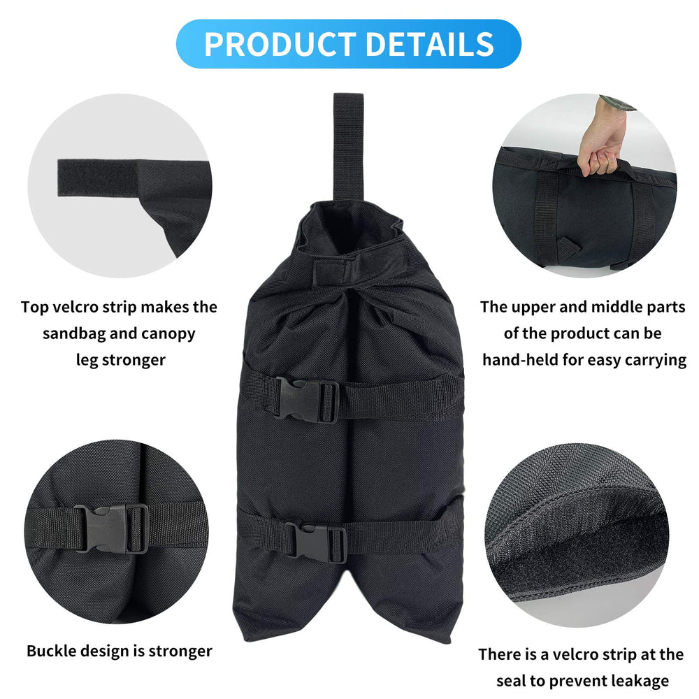 Close-up of Jorohiker Canopy Weights Sandbags hook and loop straps