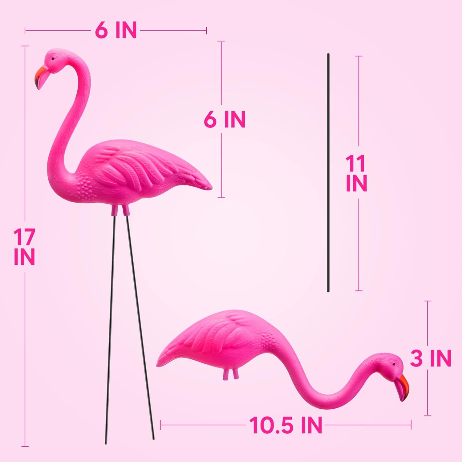 Close-up of JOYIN flamingo yard ornament head down