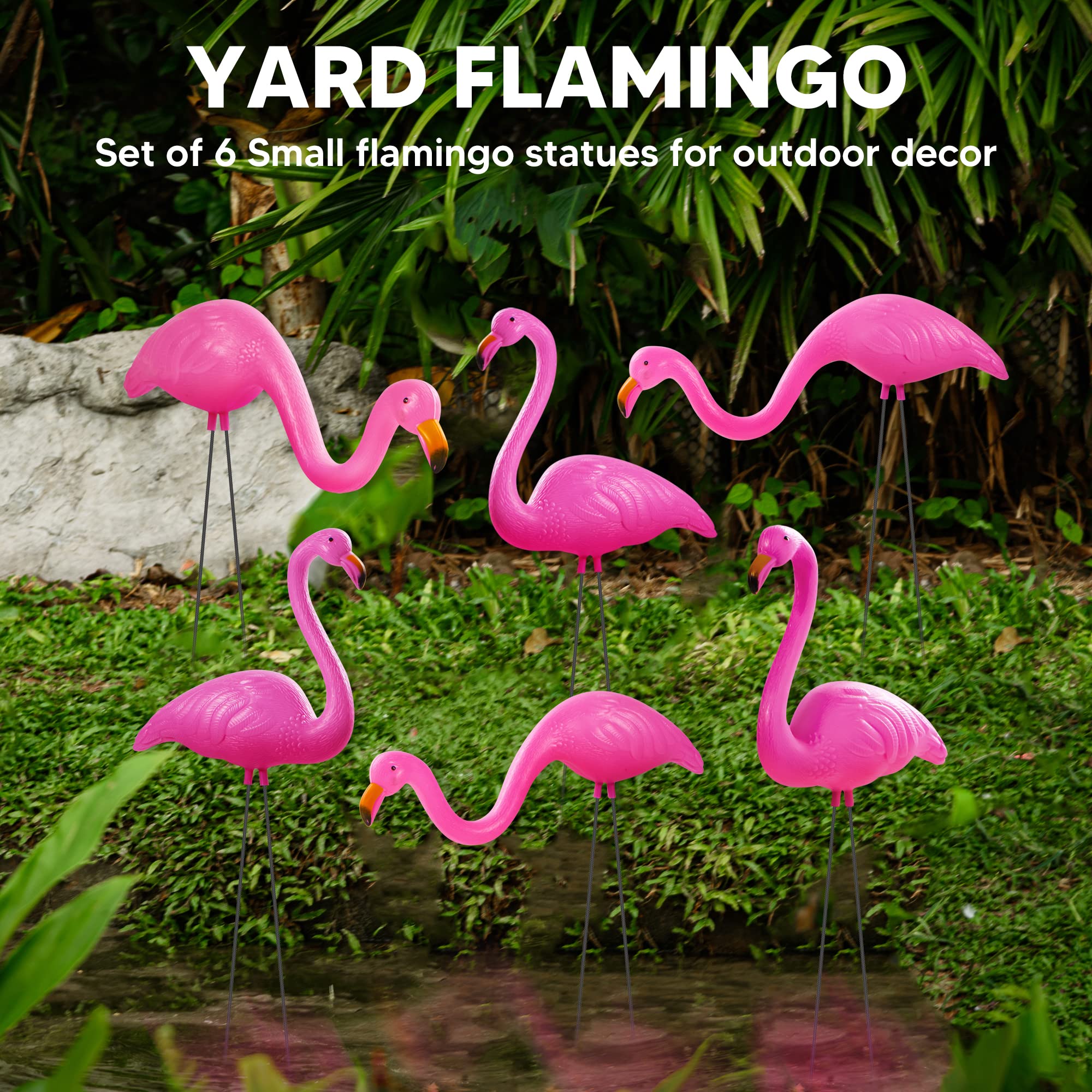 Close-up of JOYIN flamingo yard ornament head up