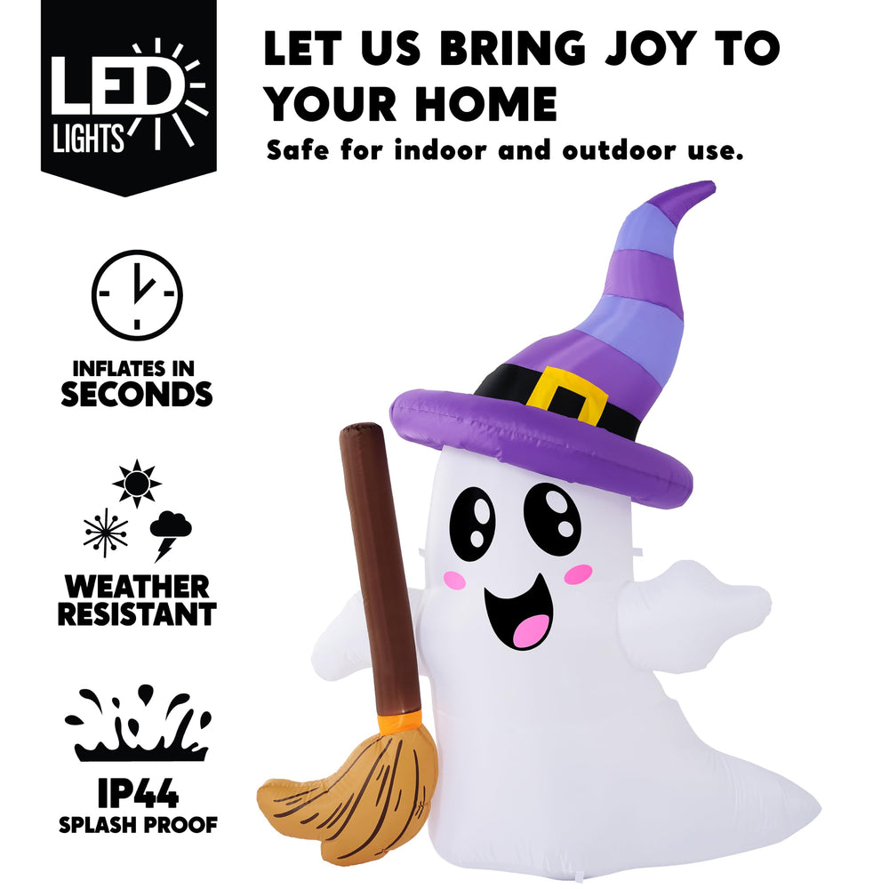 Close-up of JOYIN inflatable ghost's smiling face