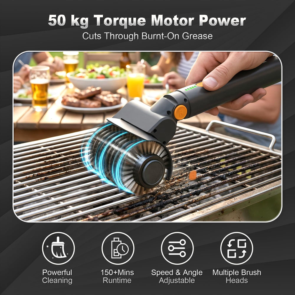 Close-up of JOYWINK Electric Grill Brush steel bristles