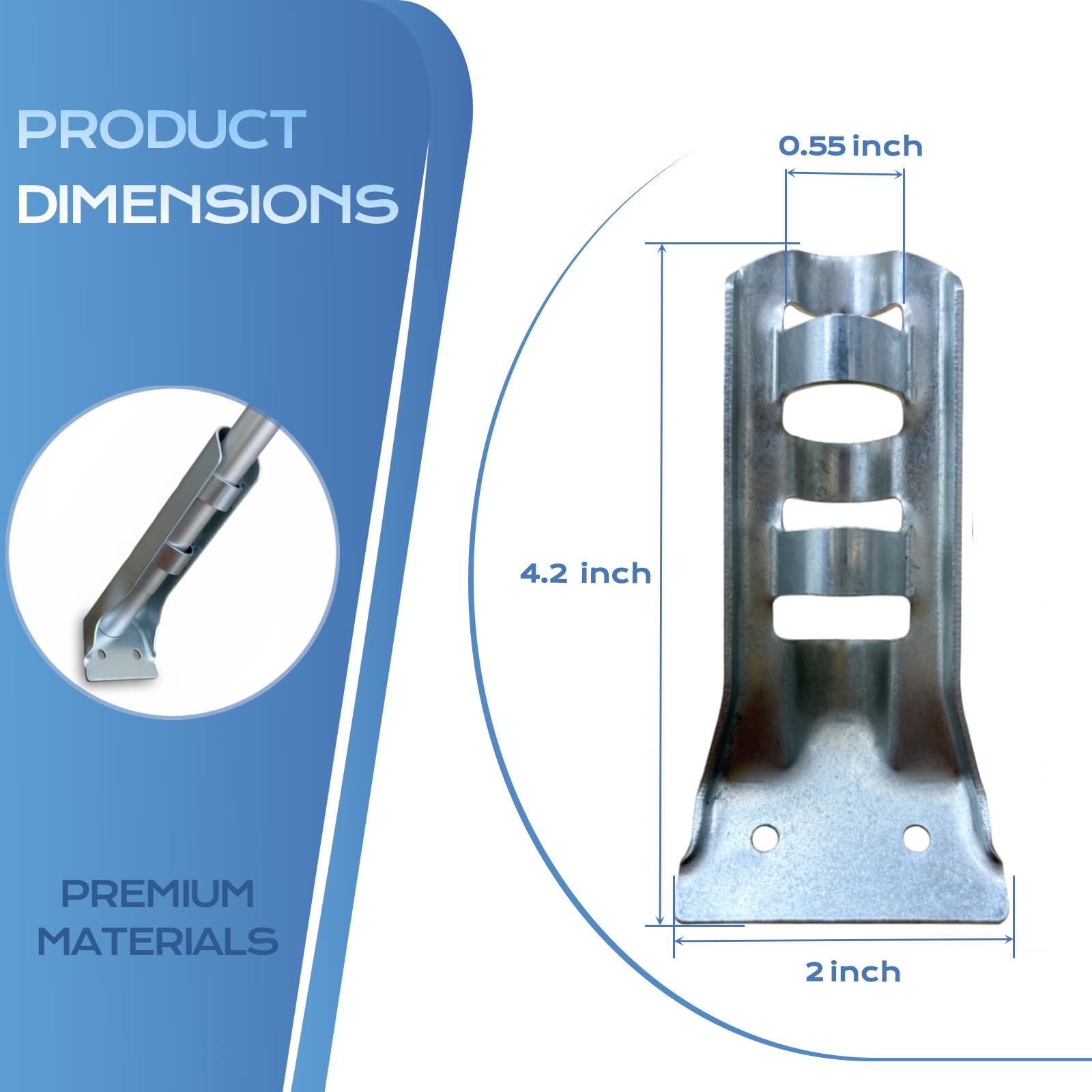 Close-up of JRED flag pole bracket showing installation hole
