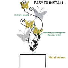 Close-up of Juegoal Butterfly Garden Stake metal details