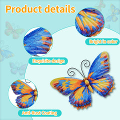 Close-up of Junware butterfly wall art, blue and green details