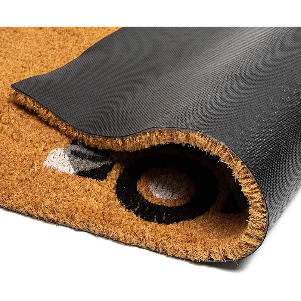 Close-up of Juvale Coir Door Mat with natural coco fiber texture