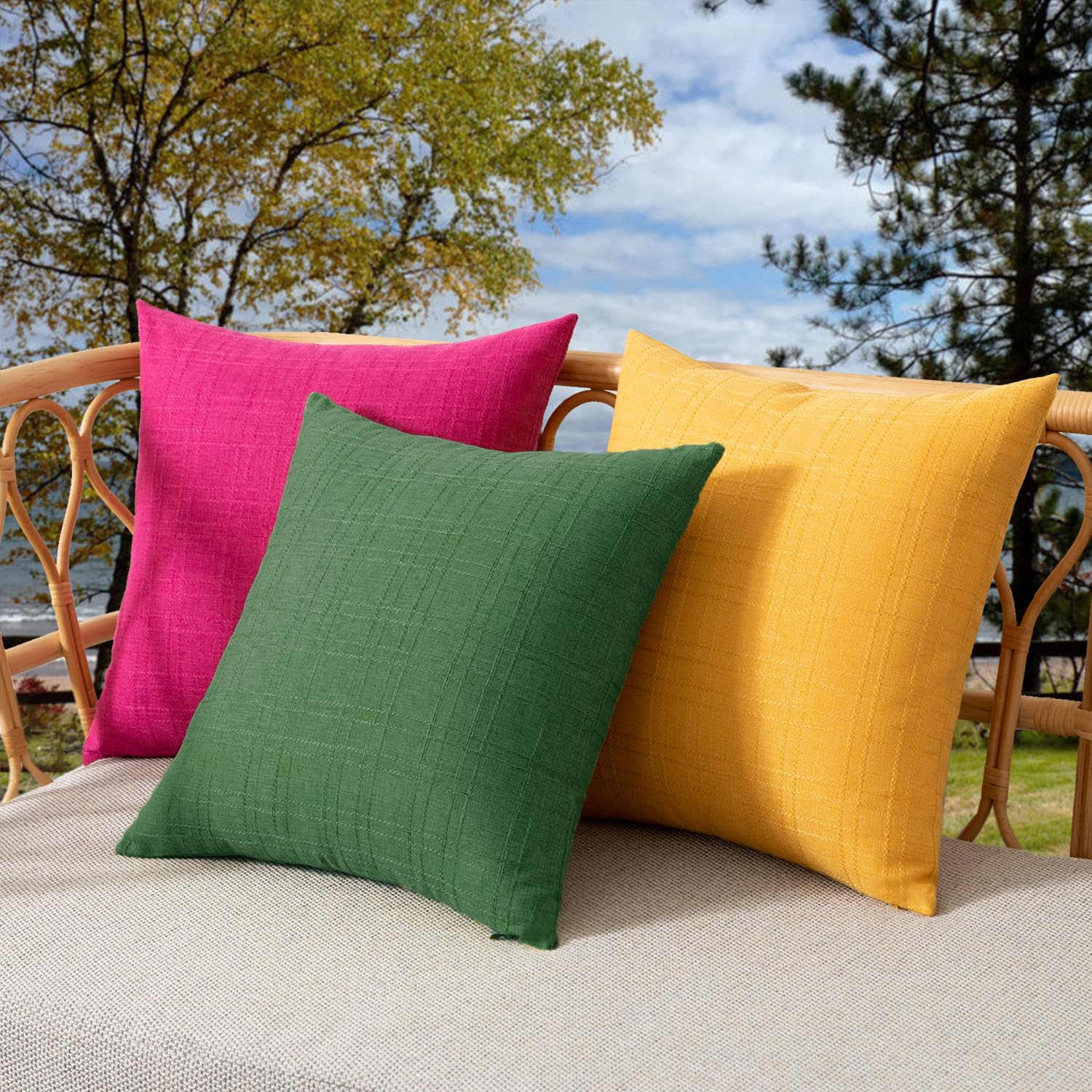 Close-up of K KEVIN TEXTILE Dark Green Pillow Cover material