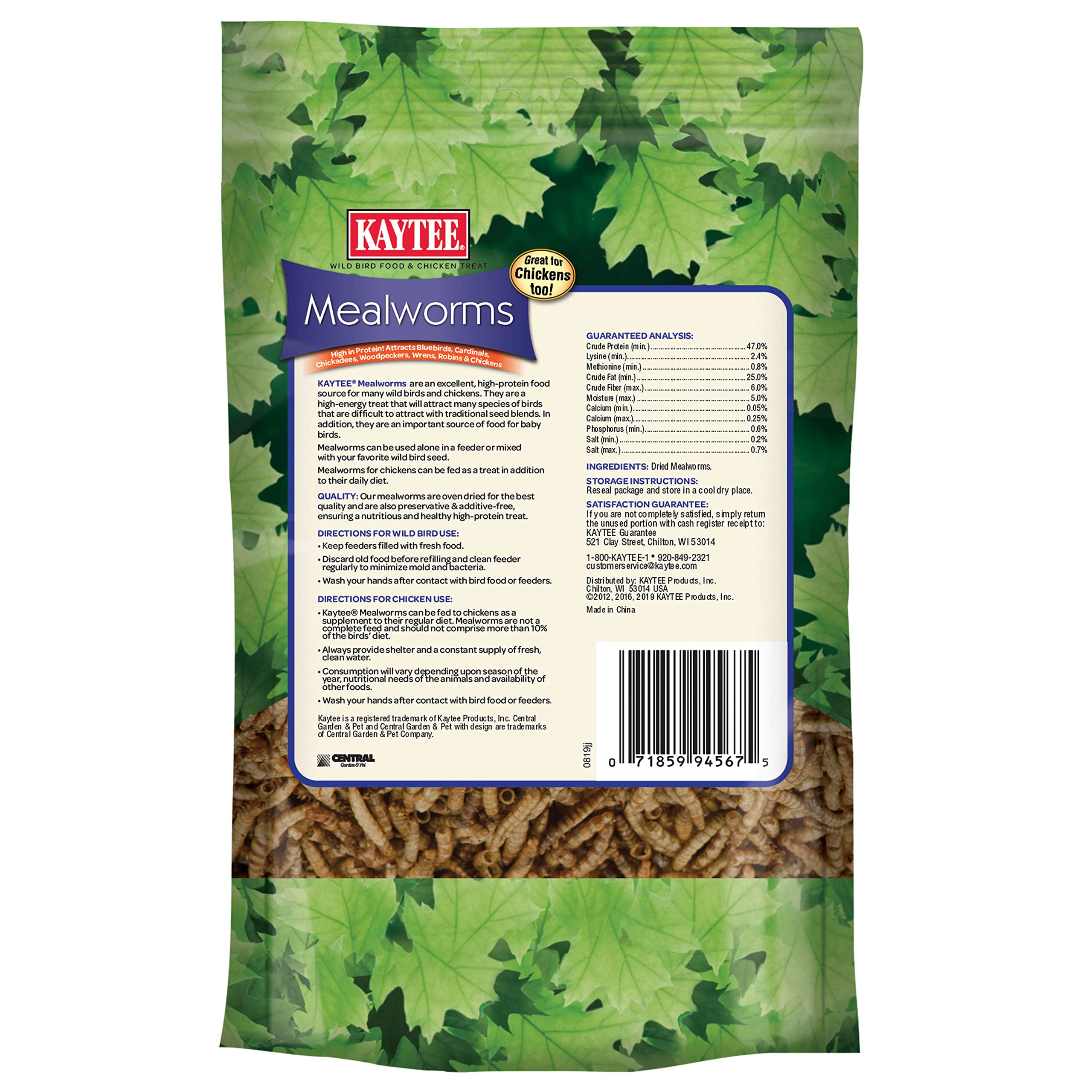 Close-up of Kaytee Mealworms showing texture
