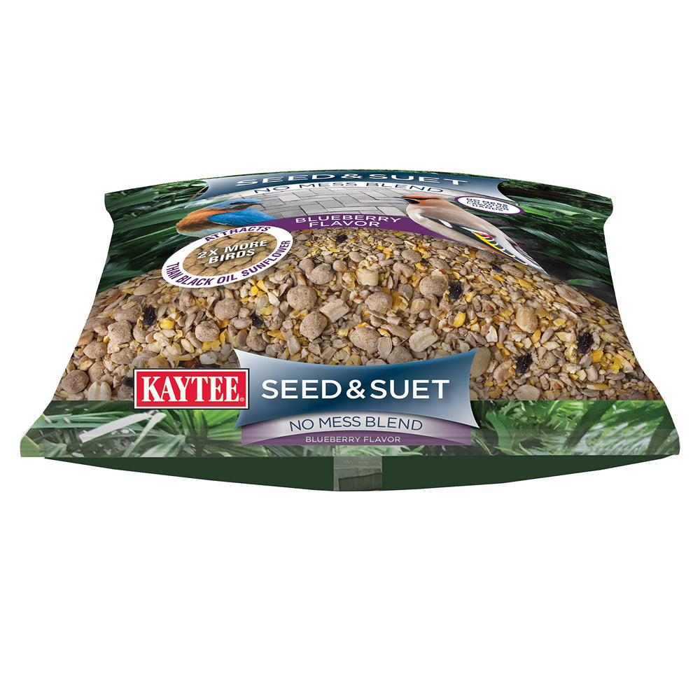 Close-up of Kaytee Seed & Suet No Mess Blend showing ingredients