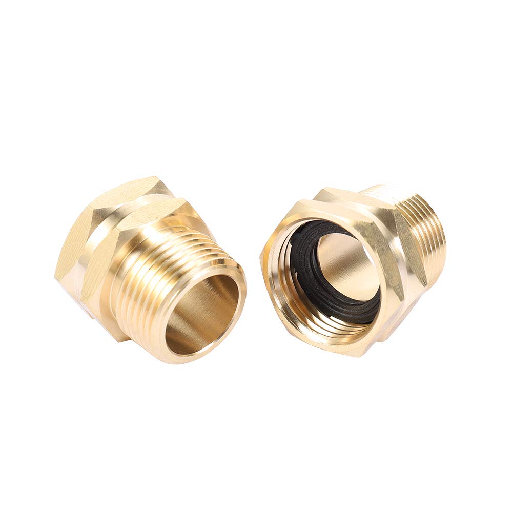 Close-up of Kbrotech Brass Garden Hose Adapter connectors