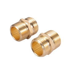 Close-up of Kbrotech brass garden hose adapter with rubber washers