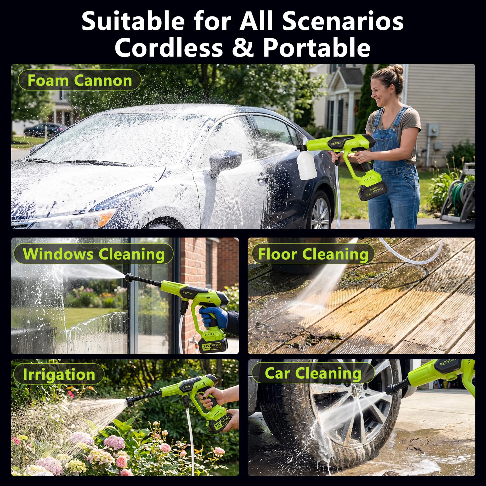 Close-up of KEEPEAK pressure washer nozzle options