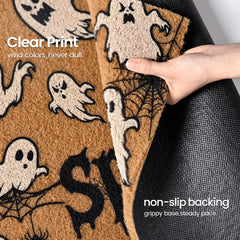 Close-up of Kelarea Halloween Door Mat Ghost pattern