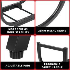 Close-up of Kendane firewood rack steel frame