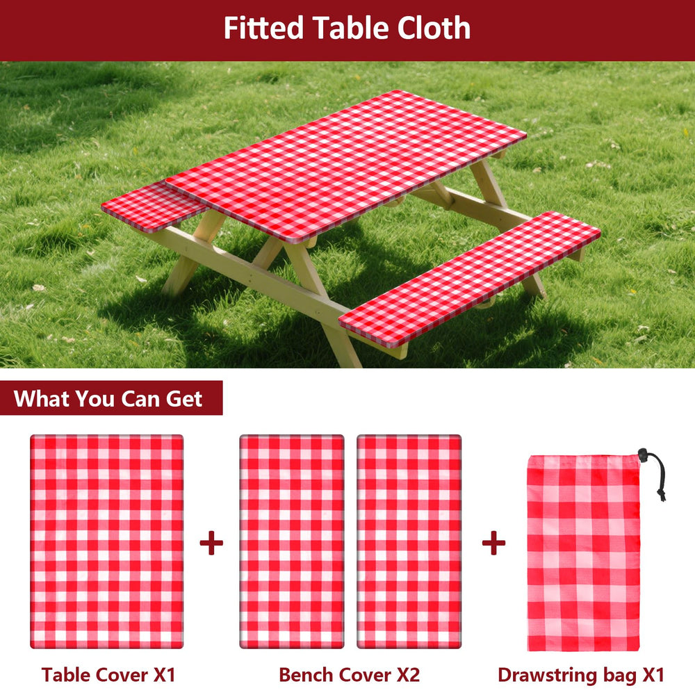 Close-up of KENOBEE picnic table cover on a table