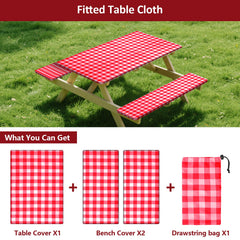 Close-up of KENOBEE picnic table cover on a table