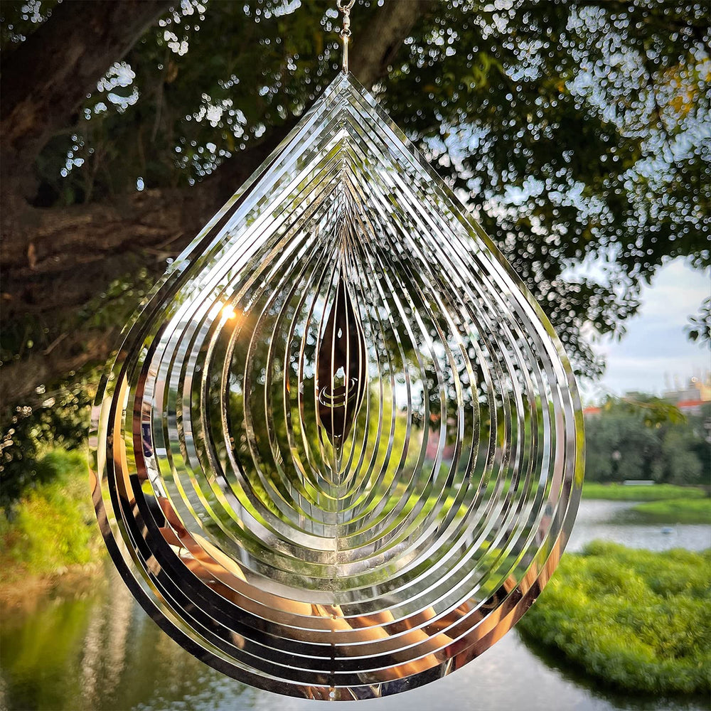 Close-up of Kexsscai stainless steel wind spinner detail
