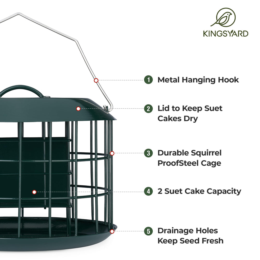 Close-up of Kingsyard Squirrel Proof Suet Feeder showing fly-through openings