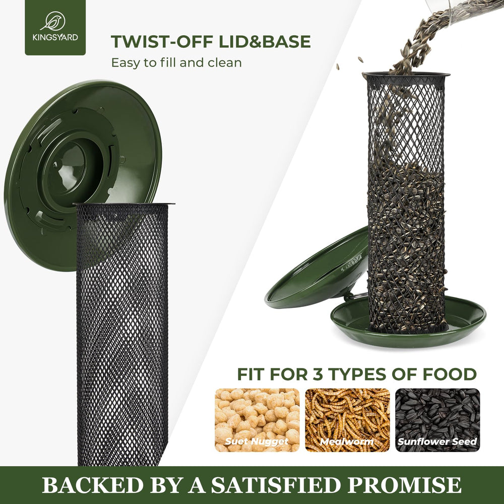Close-up of Kingsyard Wild Bird Feeder mesh tube and seed tray