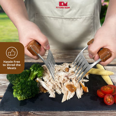 Close-up of Kitchen Mama Meat Claws wooden handle