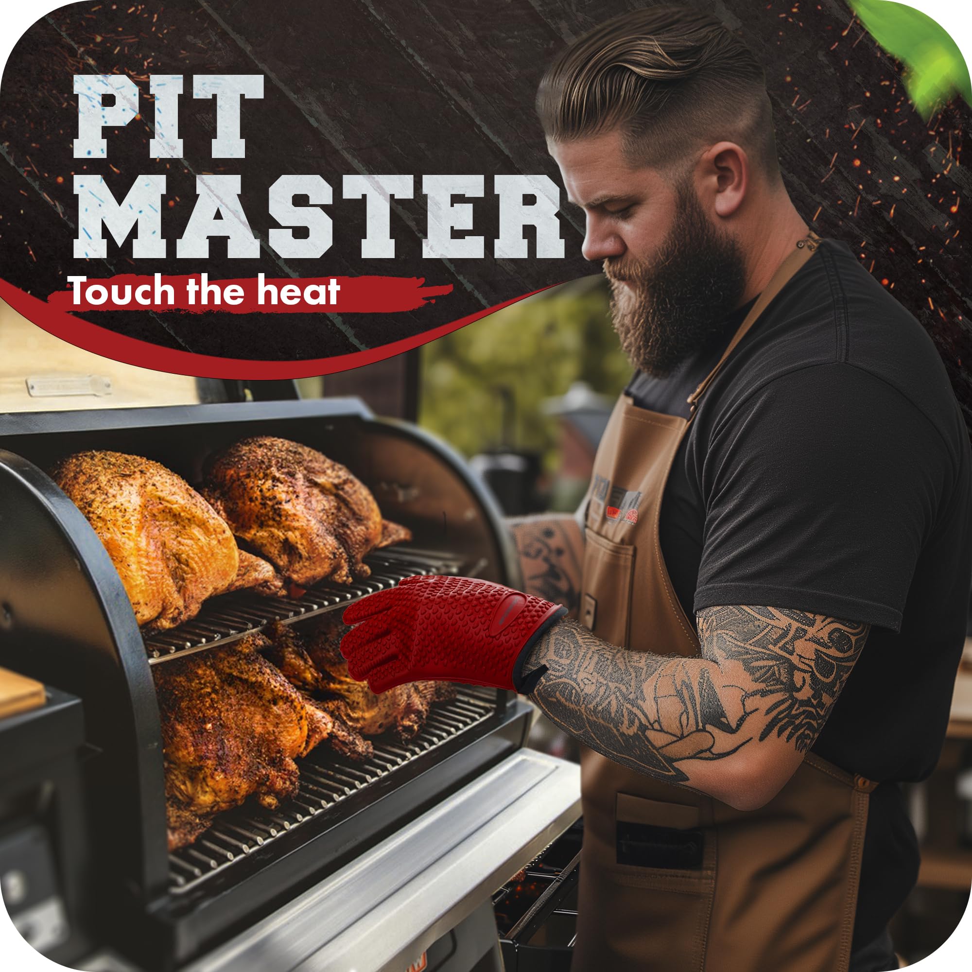 Close-up of Kitchen Perfection BBQ gloves showing silicone material