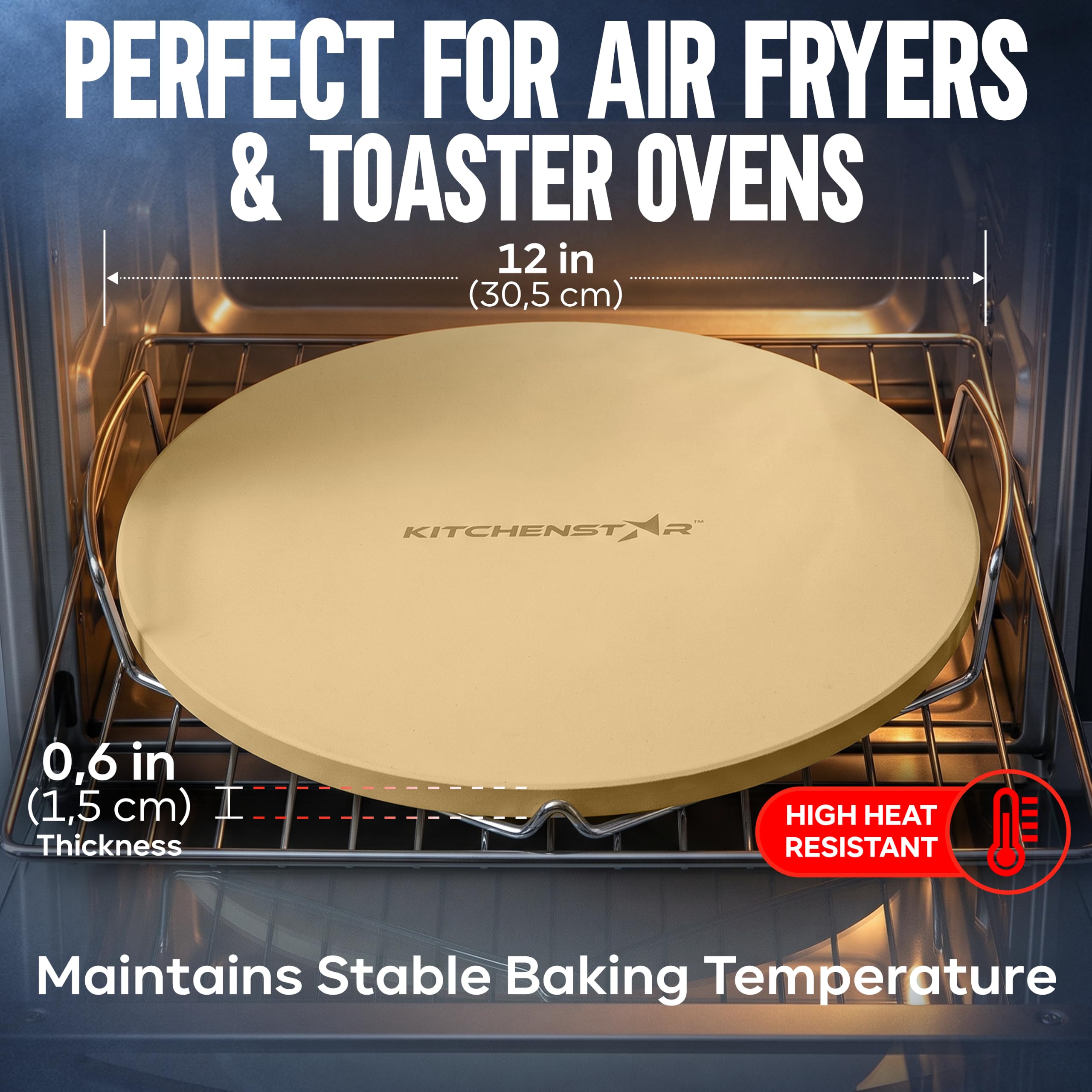 Close-up of KitchenStar pizza stone material texture