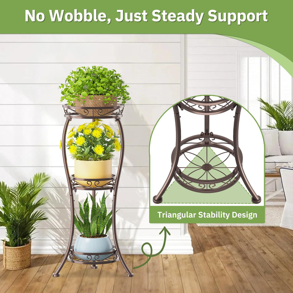 Close-up of KMOTASUO Metal Plant Stand's tray