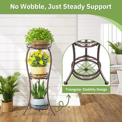 Close-up of KMOTASUO Metal Plant Stand's tray