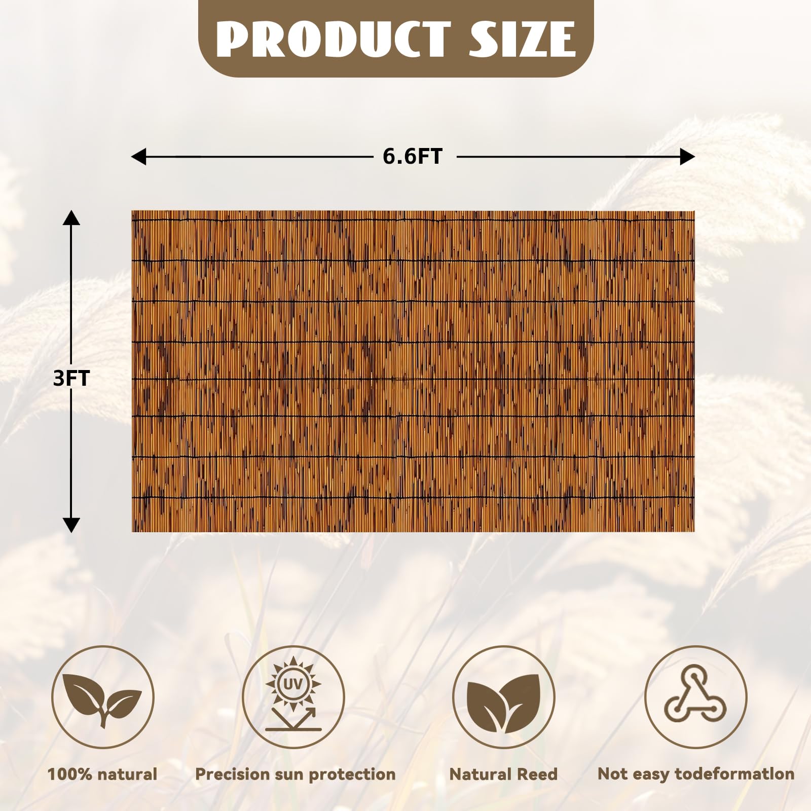 Close-up of KOIUEYW Bamboo Reed Fencing texture