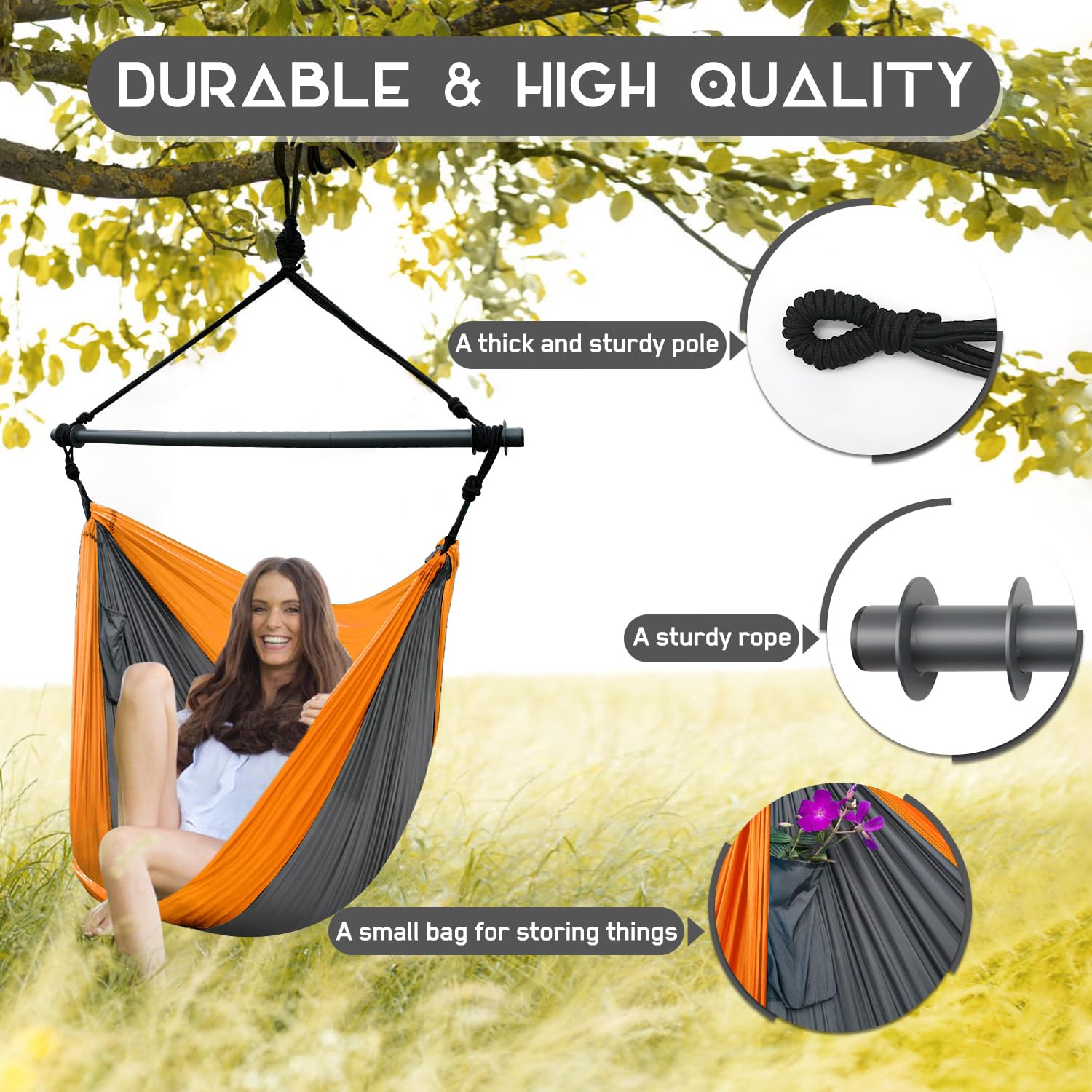 Close-up of Konosnd Hammock Chair Swing fabric material