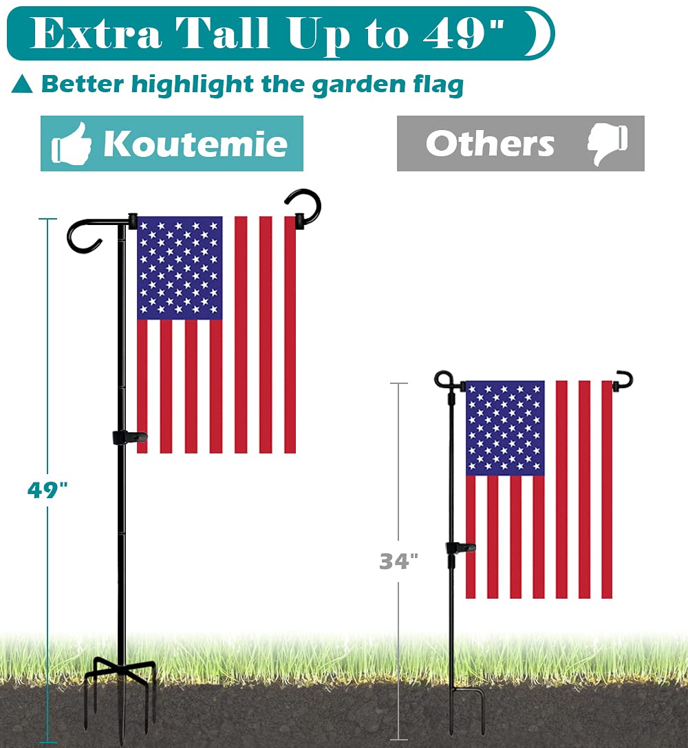 Close-up of Koutemie Garden Flag Stand with 5 prong base