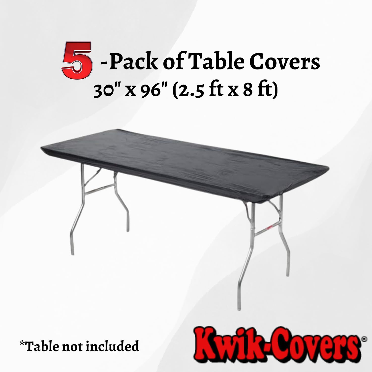 Close-up of Kwik-Covers black fitted table cover on a banquet table