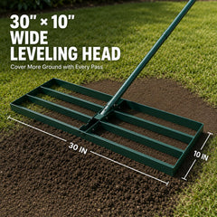 Close-up of KXGBARN Lawn Leveling Rake head showing leveling bars