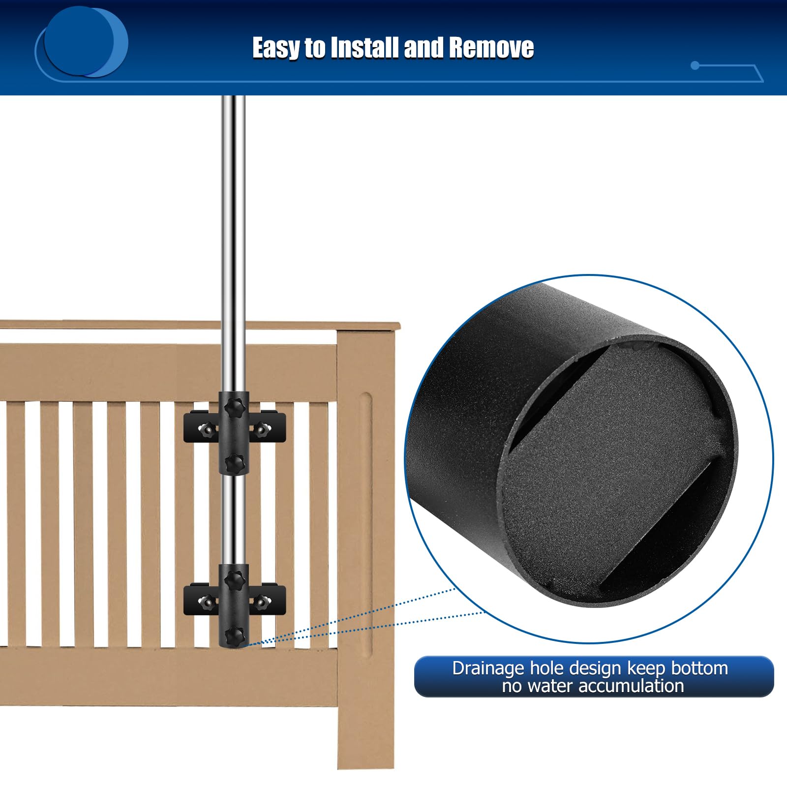 Close-up of Lalafancy umbrella holder screws and clamp