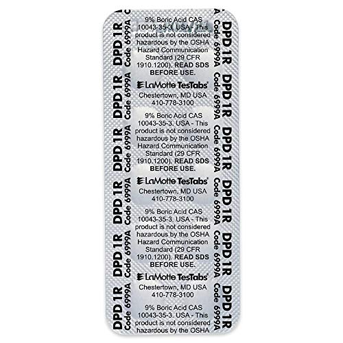 Close-up of LaMotte DPD #1 testing tablets in blister packaging