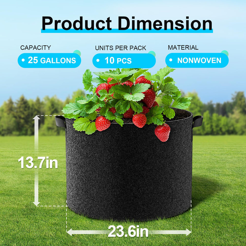 Close-up of Land Guard Fabric Grow Bag showing sturdy handles