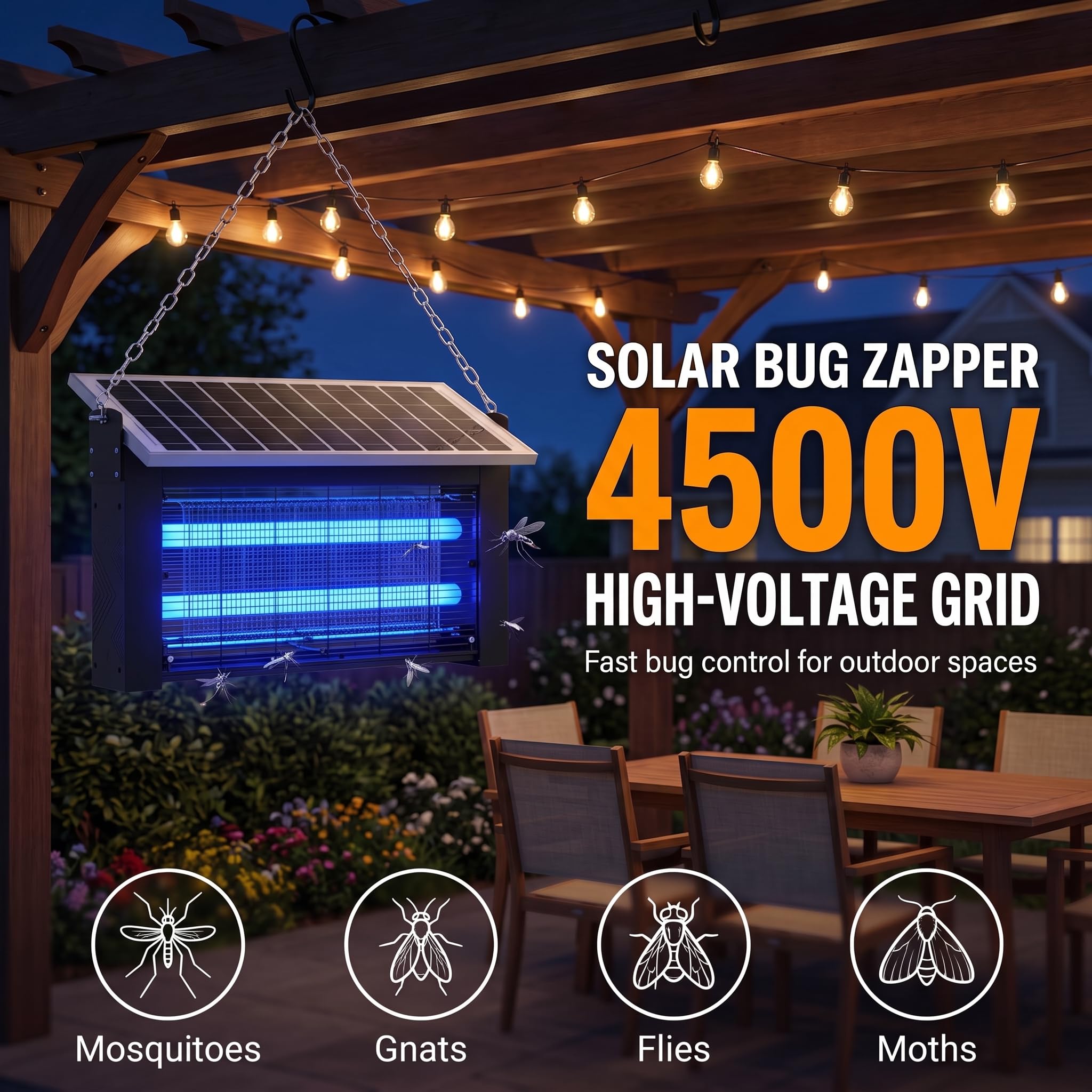 Close-up of LANGY 20W Solar Bug Zapper electric grid